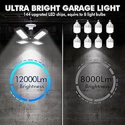 Tudoccy LED Garage Light 4 Pack, 120W Ultra Bright