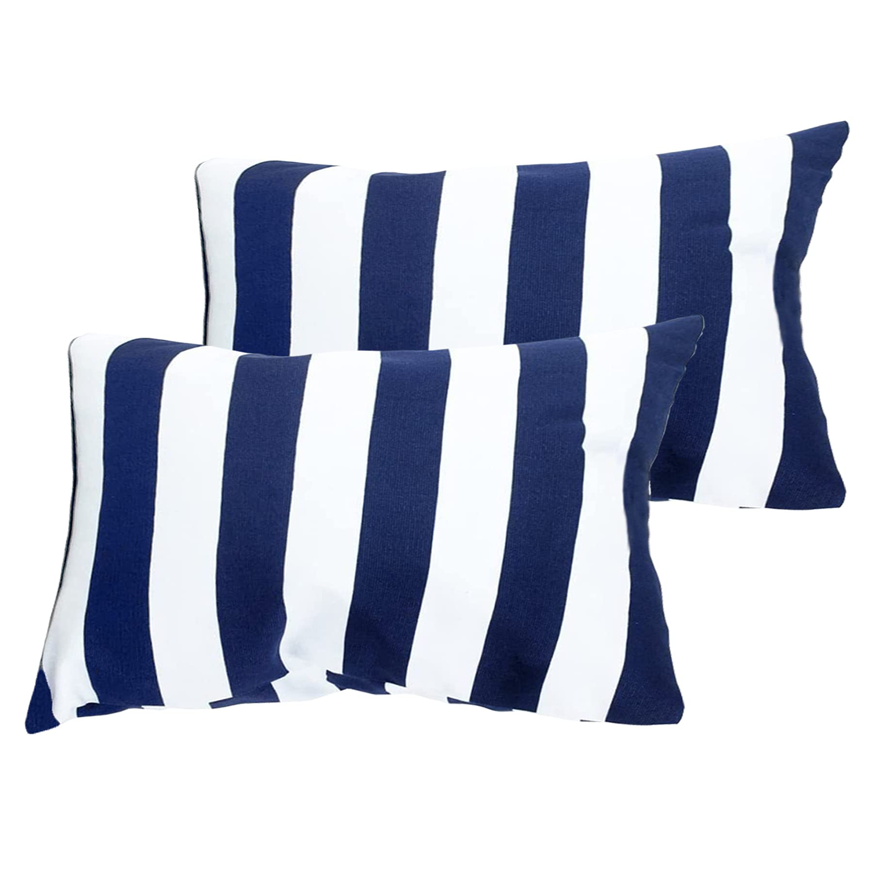 Photo 1 of Leaveland Retro Navy Blue Stripe 12x20 Inch Set of 2 Cotton Polyester Square Throw Pillow Case Decorative Durable Cushion Slipcover Home Decor Sofa Porch Standard Size Accent Pillowcase Encasement