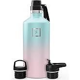 IRON °FLASK Camping & Hiking Hydration Flask with Spout, BPA-Free Insulated Stainless Steel Sports Water Bottle - 64 oz Bubble Gum