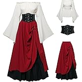 Renaissance Costume Women Ren Faire Medieval Dress for Women with Corset Fairy Costume