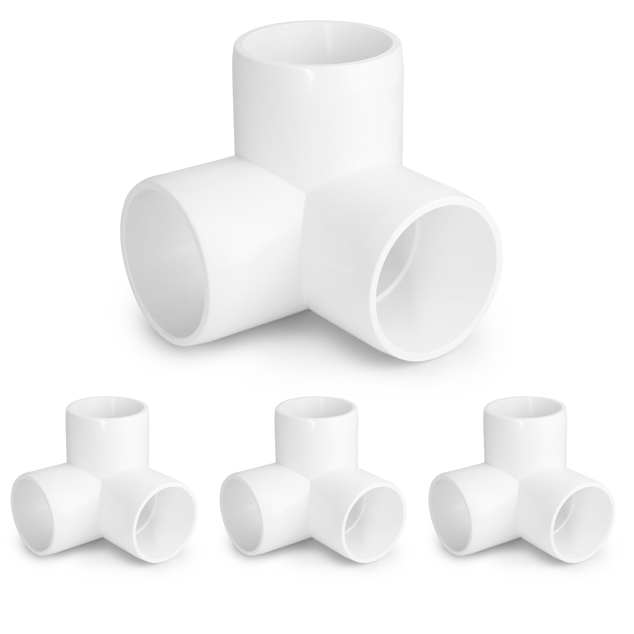 Photo 1 of 3 Way Pvc  Fittings 1-1/2 Inch, Zernmiarder White PVC Elbow Corner Side Outlet Tee Fitting, SCH40 Furniture Grade Pipe Connectors - Fits 1-1/2" Polyvinyl Chloride Pipes, 4 Pieces