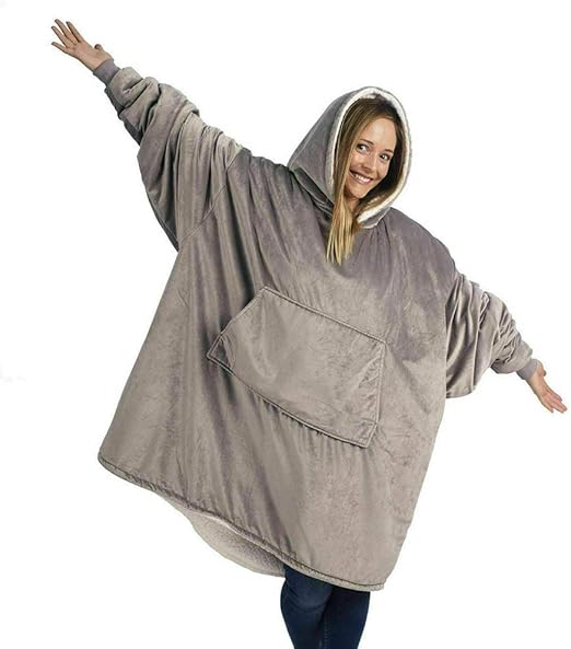 Adisputent Mens Hooded Blanket Fluffy Plush Snuggle Sweatshirt Long