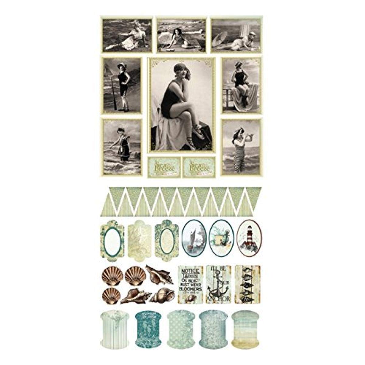 Couture Creations Sea Breeze Diecut Ephemera Set, Paper, Multicoloured, 28 x 13 x 0.8 cm