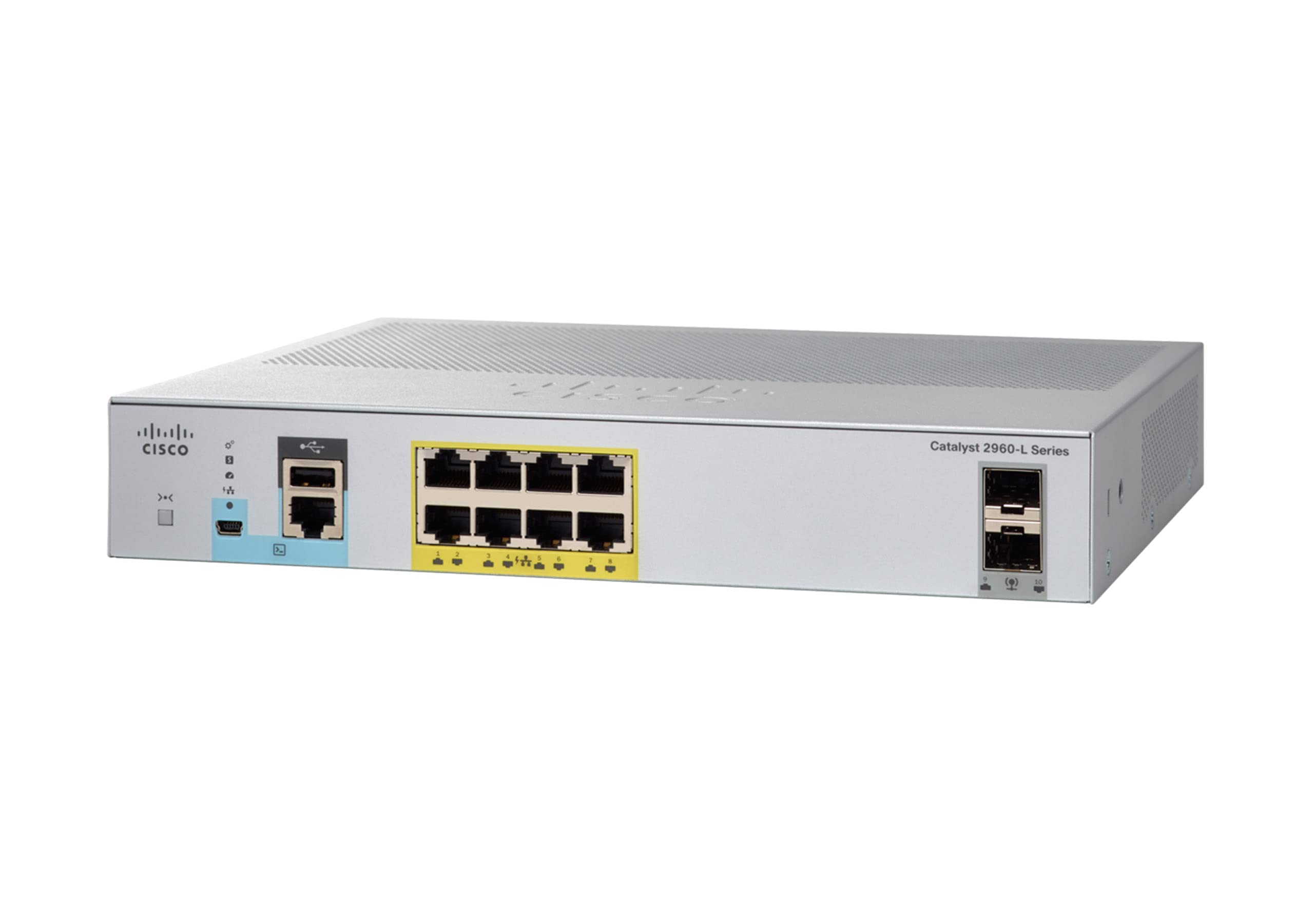 CISCO SYSTEMS WS-C2960L-8PS-LL Cisco Catalyst 2960L-8PS-LL - Switch - Managed - 8 x 10/100/1000 + 2 x Gigabit SFP (uplink) - desktop rack-mountable - PoE+ (67 W) - (Enterprise Computing > Switches & H