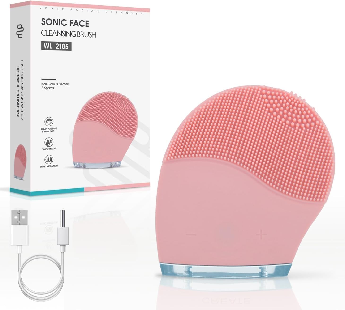 ENOA Sonic FACE Facial Cleansing Brush, deep Cleaning, exfoliating Anti-Wrinkle, Travel Size, Waterproof, USB Rechargeable, 180 min Battery, Silicone