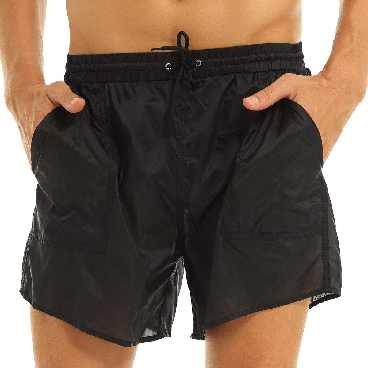 MSemis Mens SeeThrough Drawstring Quick Dry Beach Shorts Swim Trunks