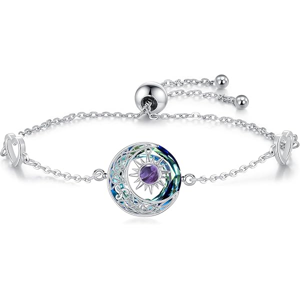Vadmans Bracciale Sole E Luna In Argento Sterling 925, Ciondoli In Conchiglia Abalone, Gioiello Significativo Per Donne, Regalo Ideale In Scatola Regalo