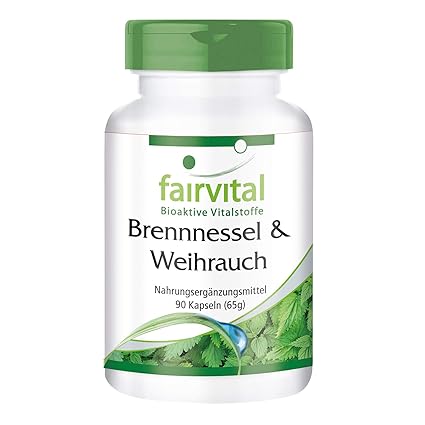 Brennnessel Kapseln mit Boswellia - HOCHDOSIERT - VEGAN - 90 Kapseln - Boswellia serrata mit mind. 65% Boswelliasäuren