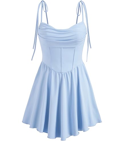 CIDER Cowl Neck Corset Knotted Ruffle Mini Dress: Green, XXS at Amazon Women's Clothing store