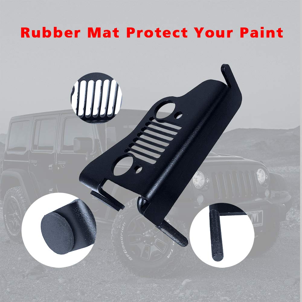 cartaoo Foot Pegs Solid Steel Black Foot Rest Kick Panel for 2007-2017 Jeep Wrangler JK & Unlimited (2pcs in 1pack) (Grill Style)