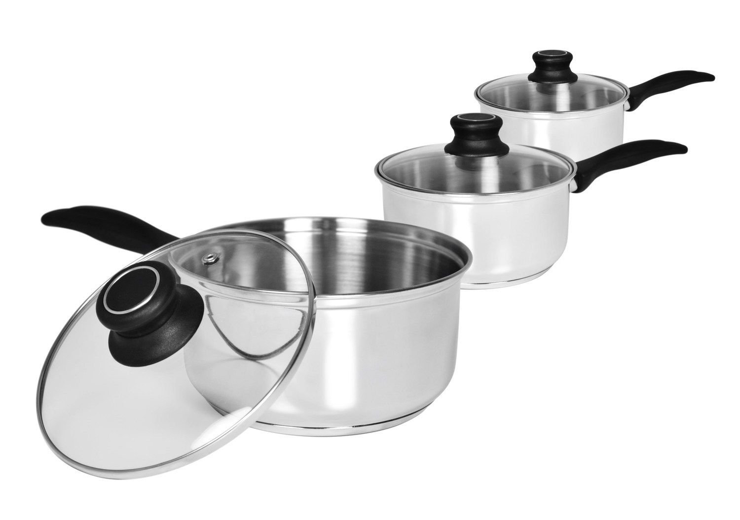 Zodiac 3-BH Cook and Eat Stainless Steel Pan Set 14 cm/16 cm/18 cm (Pack of 3) Silver