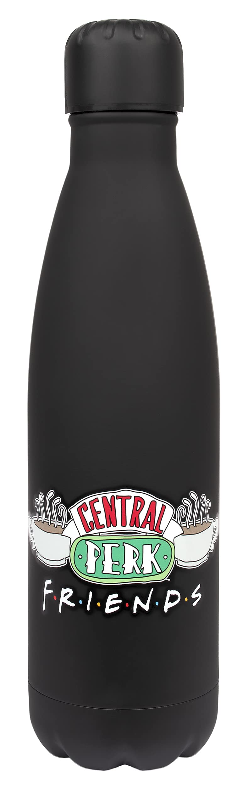 FRIENDS - Water Bottle - Stainless Steel - BPA Free Water Bottle TV Show Gifts Merchandise With Frame - Water Flask - Metal Water Bottles - 750ml - Black