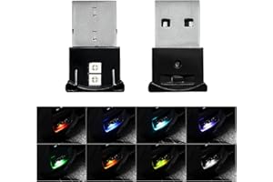 Suvnie 2 PCS Mini USB LED Light, 8 Colors RGB Car USB LED Interior Atmosphere Light, Adjustable Brightness Smart Laptop Keyboard Home Office Decoration Night Lamp, Car Accessories
