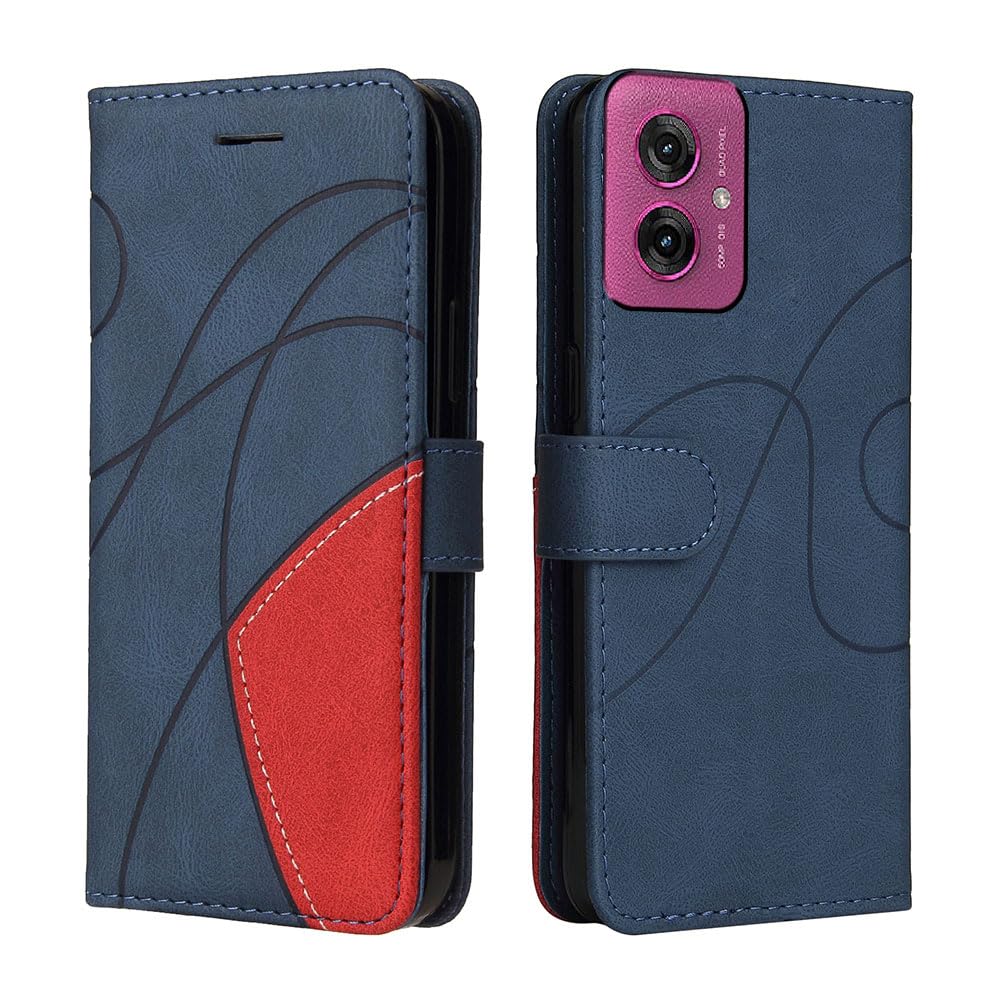 XINNI Protective Phone Case for Motorola Moto G55, PU/TPU Vintage Flip Leather Shockproof Cover Magnetic Book Style Wallet, Blue