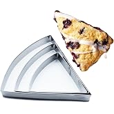 Scone Cutter Set of 3 (2.7, 3.5, 4.3 Inch) &ndash; Stainless Steel Fan-Shaped Biscuit Mold and 1/6 Slicer for Perfectly Even Triangle Biscuits and Cookies, Ideal Baking Tool for Scones, Pastries, Desserts