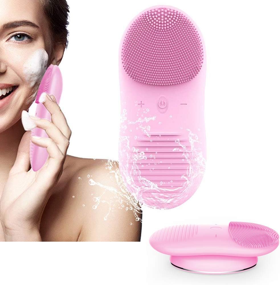MOXIN Silicone Facial Cleansing Brush Electric Rechargeable Face Brush Waterproof Facial Brush with 12 Speeds for Deep Cleansing, Face Exfoliating, Anti-Aging Skin Care
