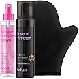 b.tan Violet Self Tan Foam & Face Mist Kit | Lovers Bundle - Dark Sunless Tanning Mousse, Bronzing Glow Gradual Facial + Body Spray, Mitt Applicator, 1 Hour Express, No Fake Tanner Smell, 6.7 Fl Oz