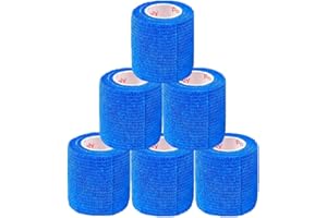 Prairie Horse Supply Vet Wrap Tape Bulk, Self Adherent Wrap Tape Stick Bandage, Grip Roll 2 Inches Wide x 15 Feet Long 6 Rolls - Blue