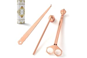 PATOISE 3-in-1 Candle Accessory Set, Wick Trimmer, Candle Snuffer, Wick Spoon, Stainless Steel Material Perfect for Candle Lovers(Rose Gold)