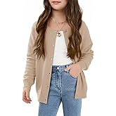 Haloumoning Girls Button Down Cardigan Kids Long Sleeve Crewneck Uniform Knit Sweater 5-14 Years