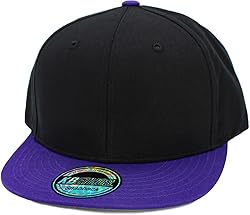KNW-1467 BLK-PUR Cotton Snapback Solid Blank Cap