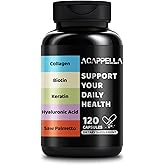 ACAPPELLA Keratin Saw Palmetto with Hyaluronic Acid Capsules DHT Blocker Vitamins Folic Acid Collagen Supplements for Women and Men Biotin Capsules