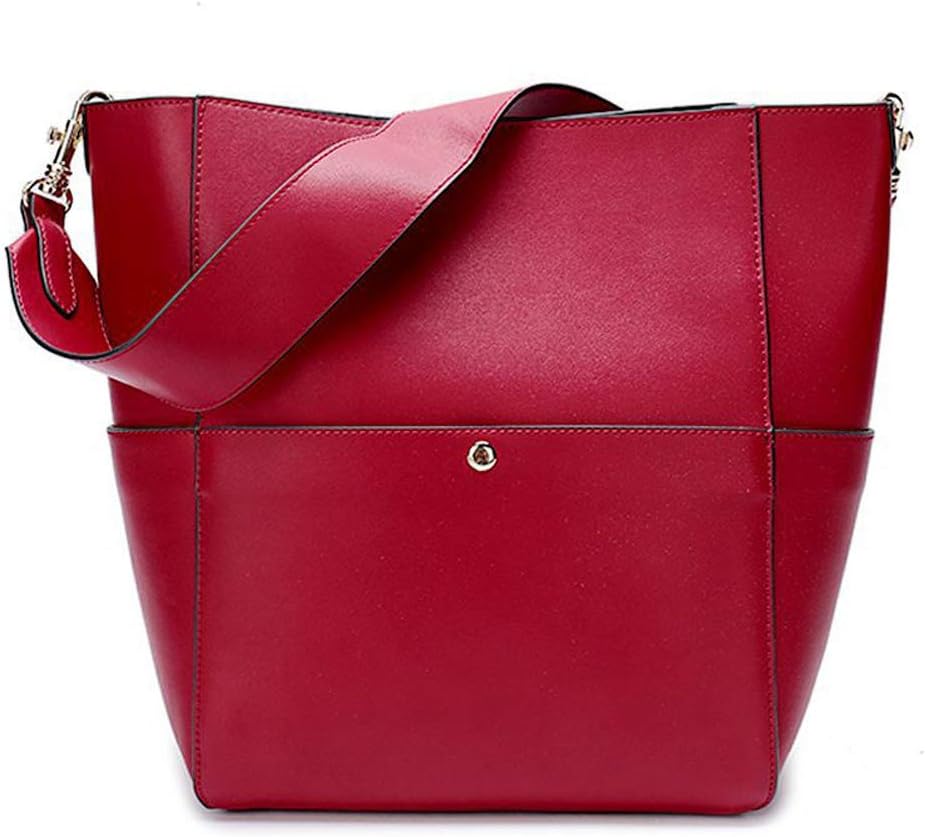 Luxury Design Bucket Bag Shoulder Bag Women Real Genuine Leather Composite Handbag Purse