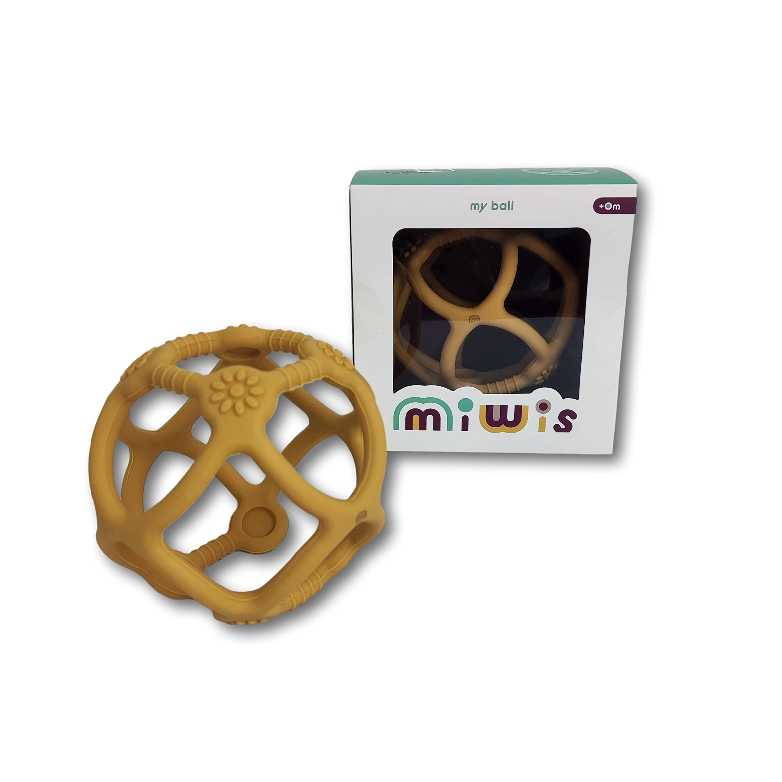 MIWIS Colorful Silicone Stackable Figures - Develop Motor Skills (Ochre Teether Ball)