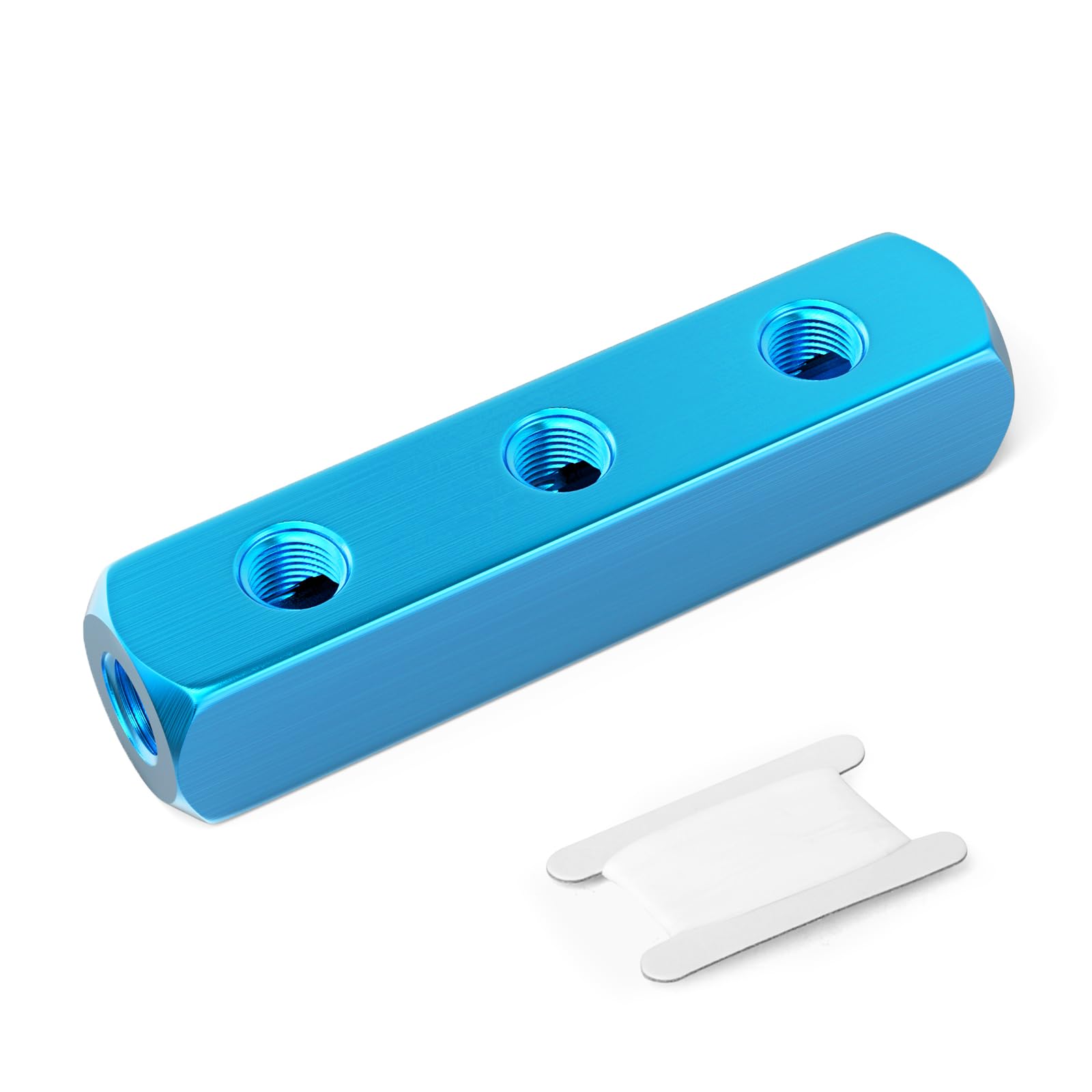 TAILONZ PNEUMATIC 1/4" Blue 3 Way 6 Port Pneumatic Shunt Aluminum Block Pneumatic Manifold Air Distribution Block Air Path air Source Distributor,Compressed Air Manifold Pneumatic Block
