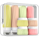 Mrsdry Travel Bottles for Toiletries 8 Pack, Travel Size Toiletries, Tsa Approved Travel Size Containers 3oz, with Travel Essentials Clear Bag, Leak Proof Silicone Squeezable Creams Jars