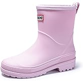 Nutropa Mid Calf Rain Boots for Women,Waterproof Garden Shoes Anti-Slip Rainboots,Outdoor Work Rain Shoes