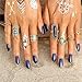 Napoo 8PCS Women Vintage Boho Crystal Flower Knuckle Ring Tibetan Turkish Style (Silver)