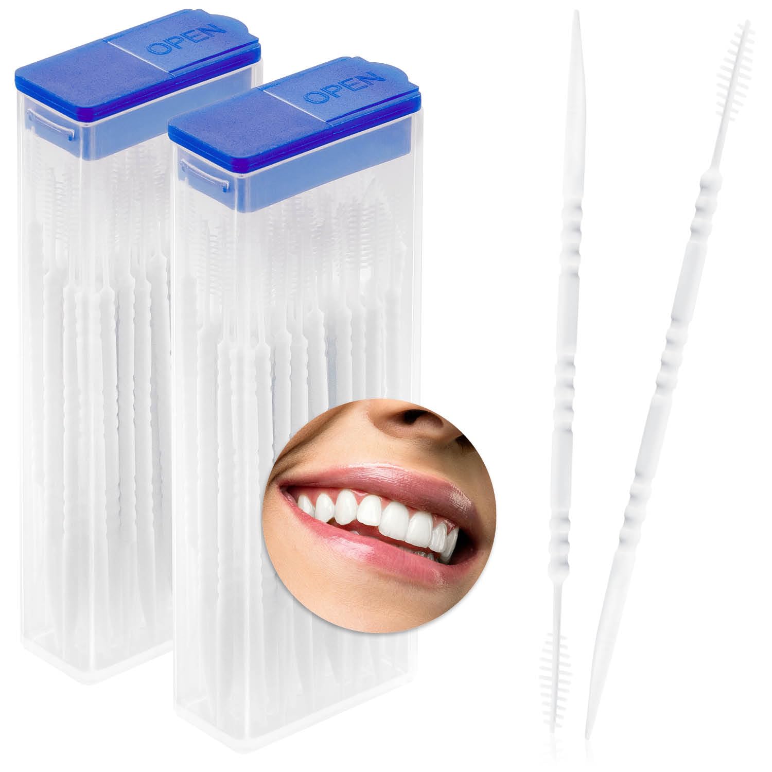 COM-FOUR® 120x interdental Brush, interdental Brushes in the Dispenser, Dental Care When Traveling and on the go, Tooth Cleaning Brush with Toothpick (120 Pieces - in a Dispenser)