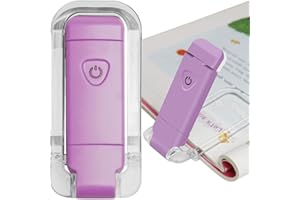 EGWASER Book Light for Reading in Bed, USB Rechargeable Clip on Book Lights, 3 Brightness Adjustable Dimmable Bookmark Light for Eye-Protection, Reading Lamp for Bookworms, Travel (Purple)