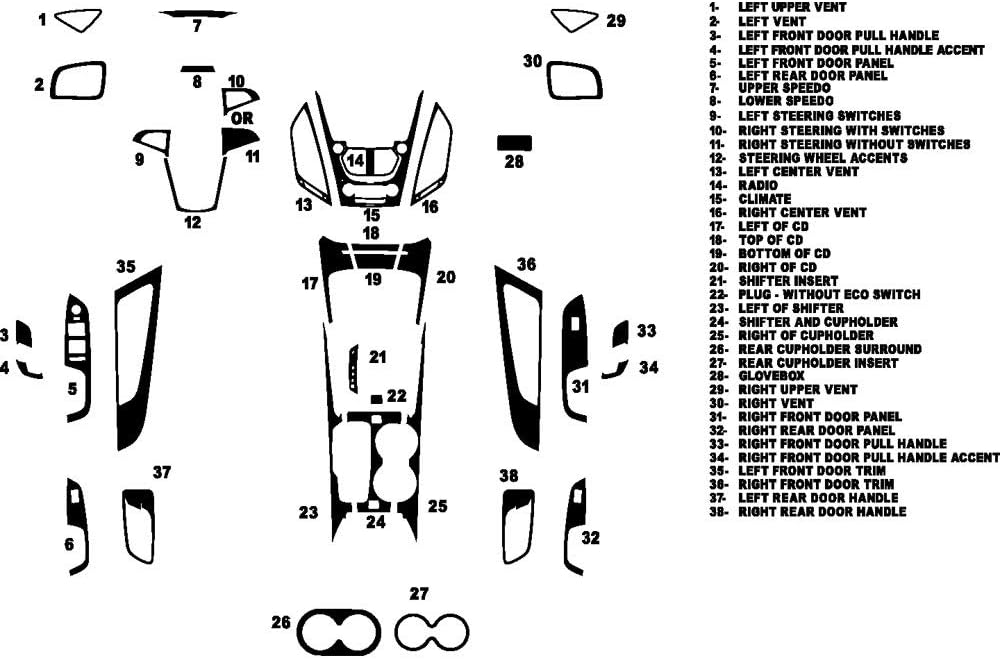 Rvinyl Rdash Dash Kit Decal Trim for Chevrolet Equinox 2010-2017 - Wood Grain (Mahogany)