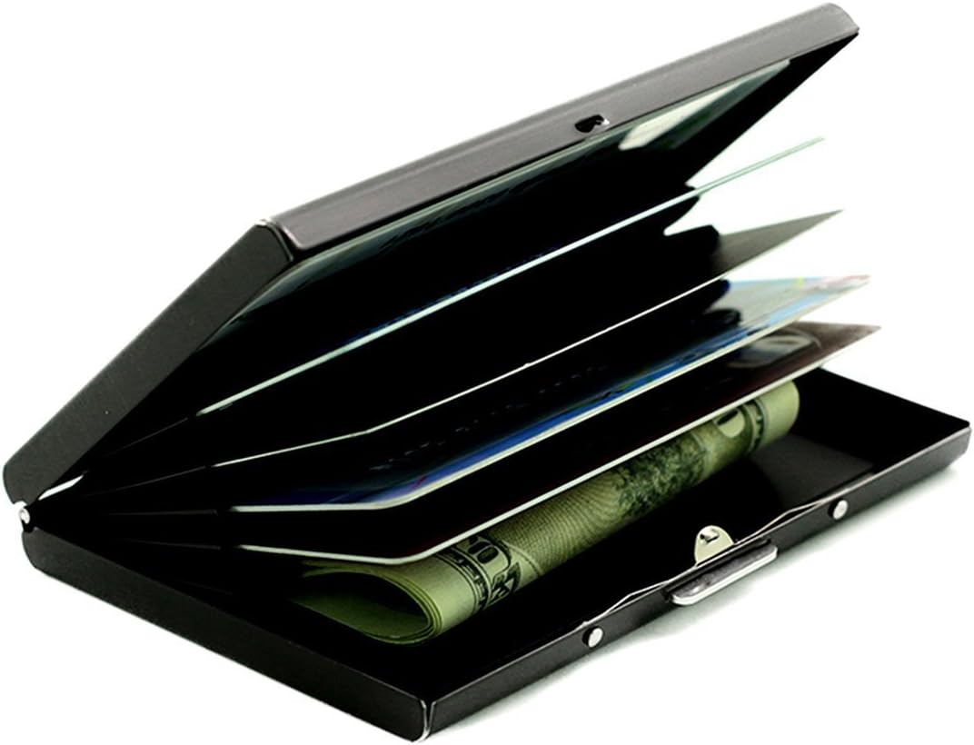 OKASTA Stainless Steel Credit Card Holder Small Box Anti-scan Case (Black)