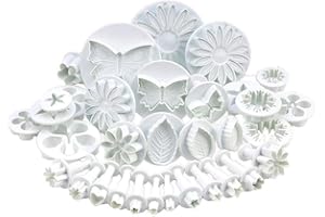 Zuoyou 33 Piece Fondant Cake Cookie Plunger Cutter Sugarcraft Flower Leaf Butterfly Heart Shape Decorating Mold DIY Tools