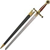 SZCO 33" Red &amp; Gold Masonic Sword &ndash; Freemason Collectible Decorative Sword with Mirror Blade &amp; Scabbard for Adults, Cosplay, Costume &amp; Display
