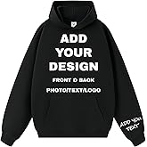 RUILULULI Custom Hoodie Sweatshirt Front & Back Personalized Your Own Design with Image Text Logo Customize Name on Sleeve