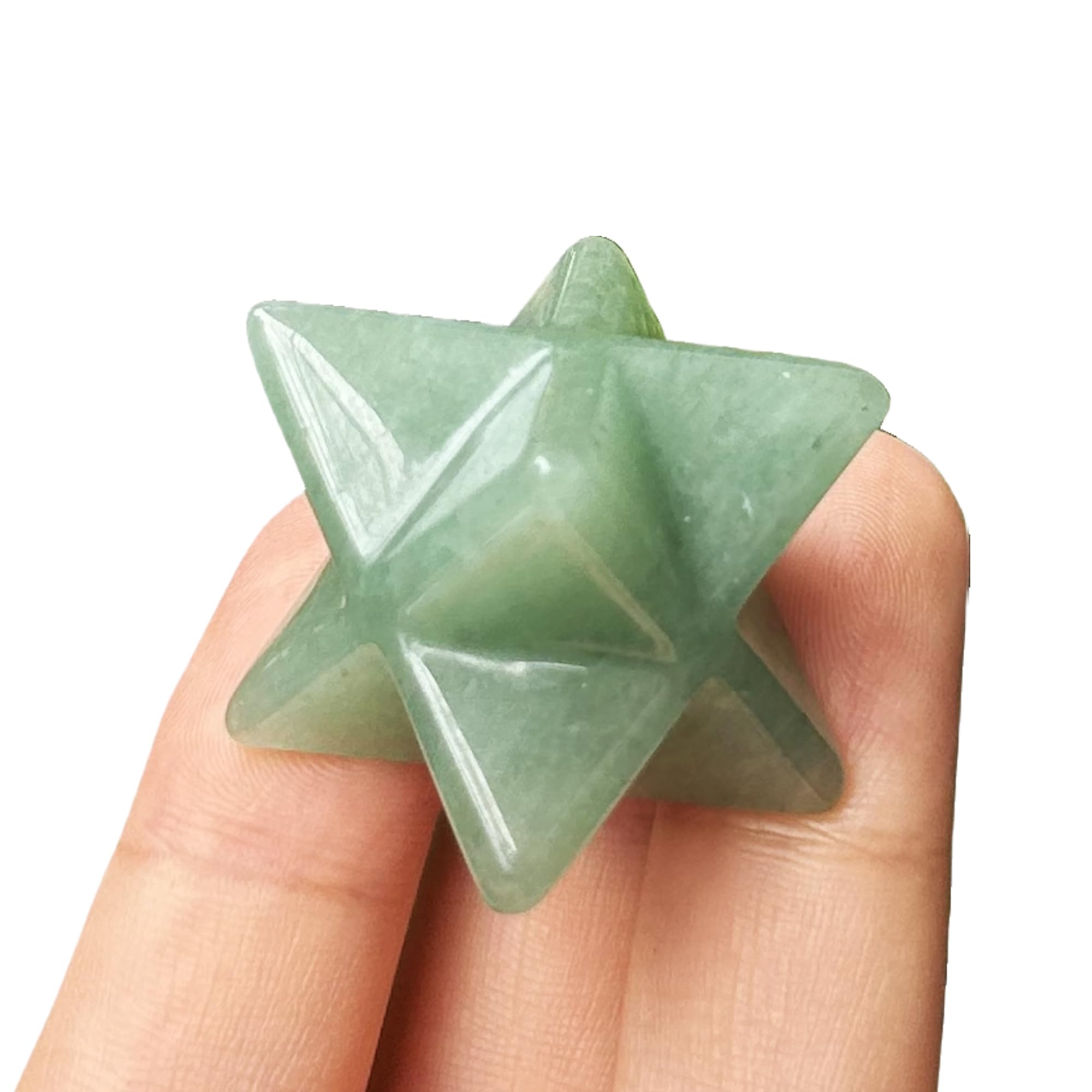 Manekieko Natural Green Aventurine Merkaba Crystal Protection Sacred Meditation Energy Healing Chakra,25mm Hexagonal Star Crystals and Healing Stone