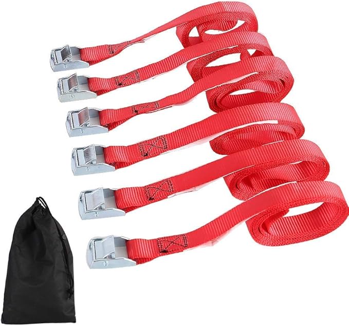 Tie Down Strap 6Pk 12Ft 1 Inch 600 Lbs Break Strength Lashing Straps