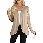 Yincro Women's Casual 3/4 Sleeve Cardigan Lightweight Soft Open Front Cardigans