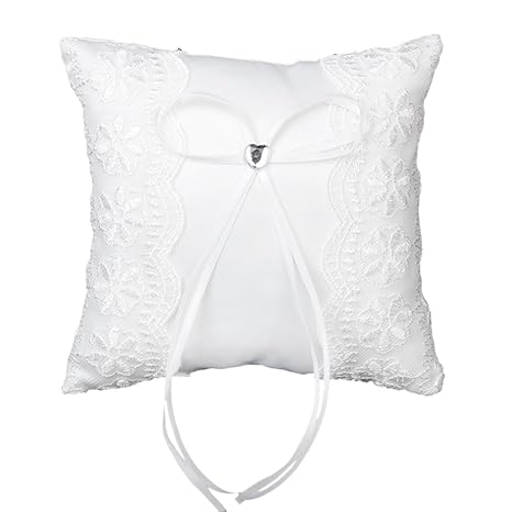 Buy Homyl White Lace Wedding Page Boy Ring Bearer Pillow Cushion W