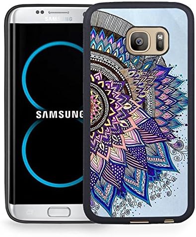 Note 8 Case Samsung Galaxy Note 8 Black Cover TPU Rubber Gel - Mandala Flower - Purple