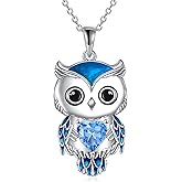 AINFQY Owl Necklace Jewelry Gifts for Women Sterling Silver Birthstone Owl Pendant Necklace Christmas Jewelry for Women