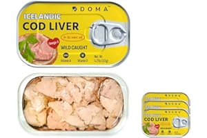 DOMA Icelandic Cod Liver in Oil – Wild-Caught, Rich in Omega-3 & Vitamin D, Ready to Eat, Premium Quality Canned Fish 4.27oz (121gr) 3 Cans