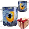 Famous Art Paintings Funny Cat Coffee Mug for Artist Art Lover Art Teacher Cat Lovers, Famous Art Picture Classic Art Vincent Art Aesthetic Canvas Mug Birthday Gift for Women Man (Starry Night)