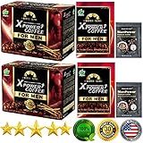 PureGano XPower For Men Instant Coffee - 100% Natural Male Enhancement - 2 Box (16 Packs Total) + 4 Bonus Samples - 24.5g Tongkat Ali - Maca - American Ginseng - Prostaep