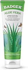 Badger Organic Aloe Vera Gel for Face & Body, 96% Pure Unscented Organic Aloe Gel for Cooling, Soothing, Non-Sticky Sunburn R