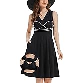 ANYFITTING Built in Bra Summer Dresses for Women 2026 Casual V Neck Flowy Sundresses Sleeveless Tank Midi Dress